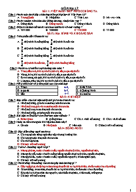 Đề cương ôn tập môn Địa lí lớp 5 - Năm học 2016-2017
